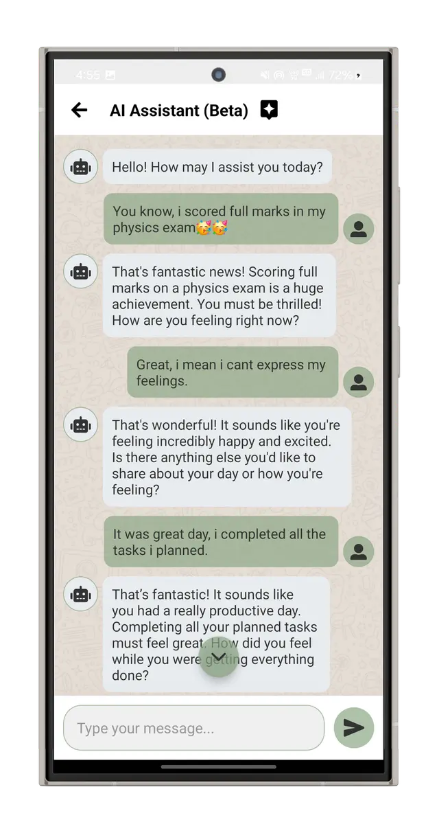 Supportive AI chatbot